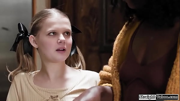 Petite stepdaughter seduces her stepdad and they kiss.The small tits blonde deepthroats his big black cock and the older man bangs her hairy pussy  