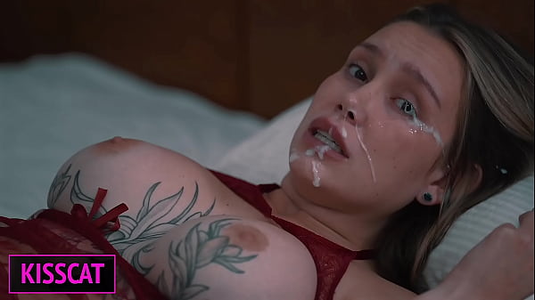 Step Mom Waiting Husband, but Shares Bed with Step Son till Huge Facial After Unexpected Cum Inside