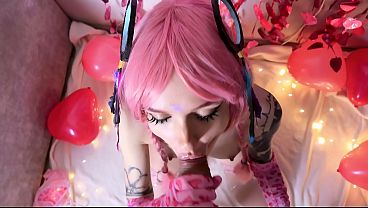 POV blowjob, cosplay girl, bare feet