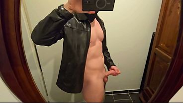 PhantomGentX Leatherjacket Mirror Cum! Hot Master Strokes & Explodes Huge Load On White Shirt