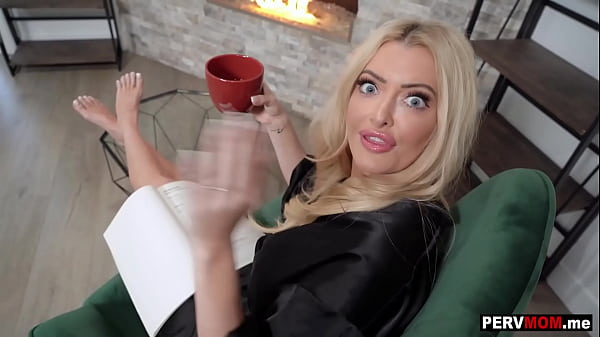 Swedish MILF stepmom eats my cum after sucking on my cock for a short time