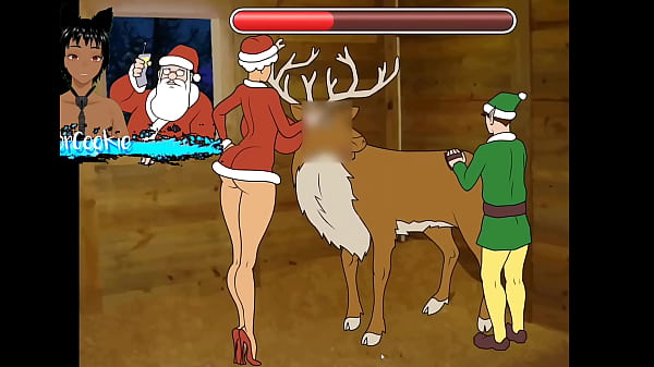 Unfaithful Mrs. Claus - Time to sneak around Santa to sick on tits and fuck her pussy 