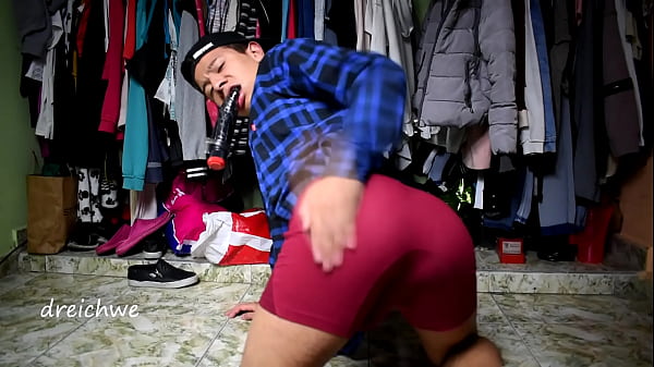 Boy with thick black dildo