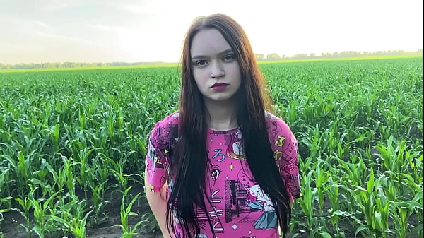 Stepsister got nervous in the cornfield and found comfort in her stepbrother's big cock