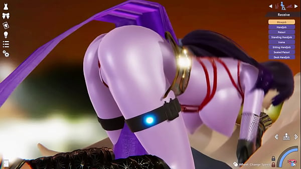 Purple catsuit chick enjoys hard dick