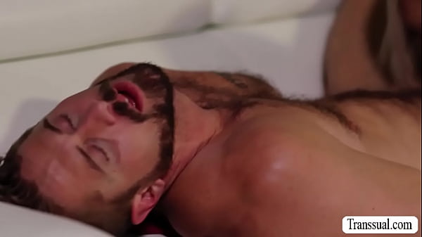 Blonde TS Kayleigh Coxx and Wesley Woods are on the couch kissing each other.After that,she lets Wesley suck her hard shecock  