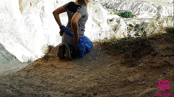 Outdoor blowjob with beautiful view and Cumshot with two tongues at home  