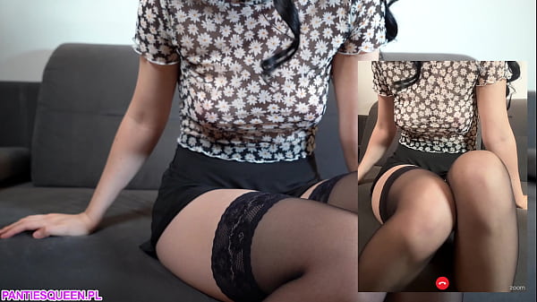 Sexy teacher flashes her big swollen cunt and plays with dildo until squirting just in front of everyone during zoom class  