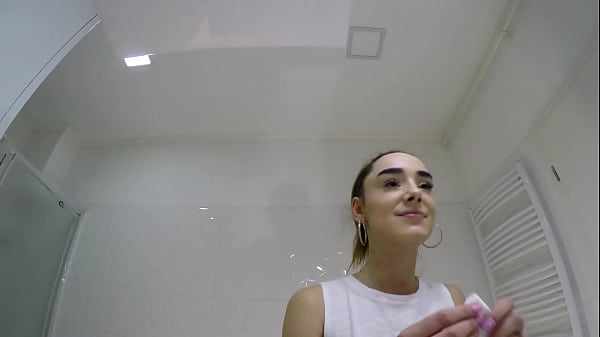 Petite Redhead Tight Pussy Hot and Sexy Amateur Girlfriend in the Bathroom does Make up with a Short White Tennis Skirt  