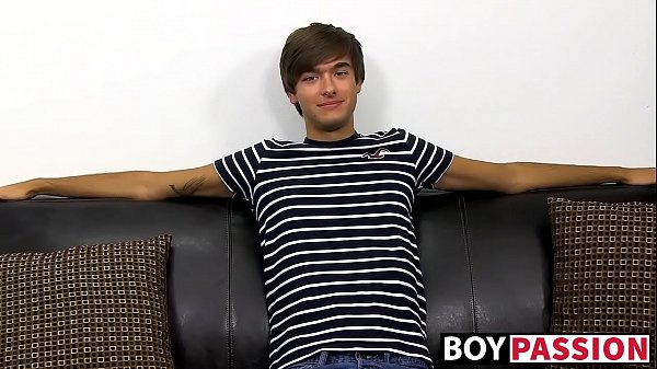 Emo twink stroking it after an interview