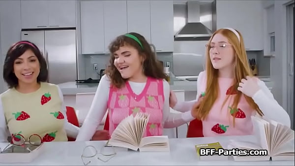 Book club girlfriends sharing dick