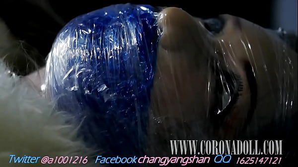 b. Play Self-bondage in leather b. nylon plastic wra in head  