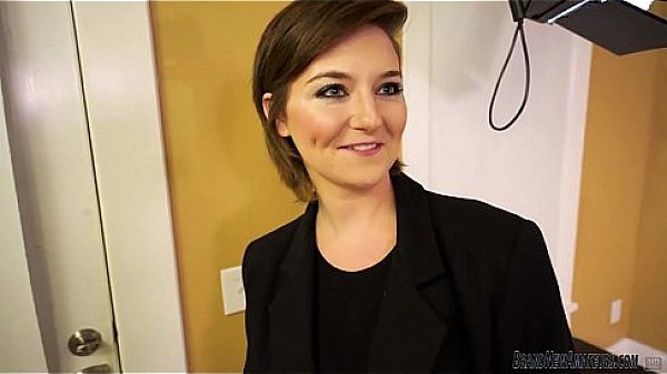 Professionally dressed 19 year old cums for a casting call  