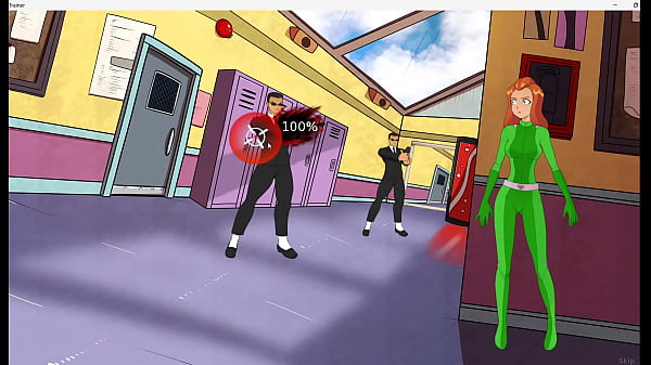 She's the bimbo in red