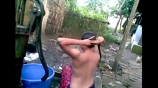 Indian wife taking shower openly