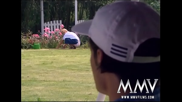 Short haired blonde amateur female gardener Anke gives oral sex and gets pounded and cumshoted  