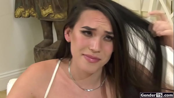 Ts babysitter Kasey Kei  wants to see her boss his bbc.The tgirl sucks and gets her trans dick deepthroated.The small tits shemale bareback anal rides 