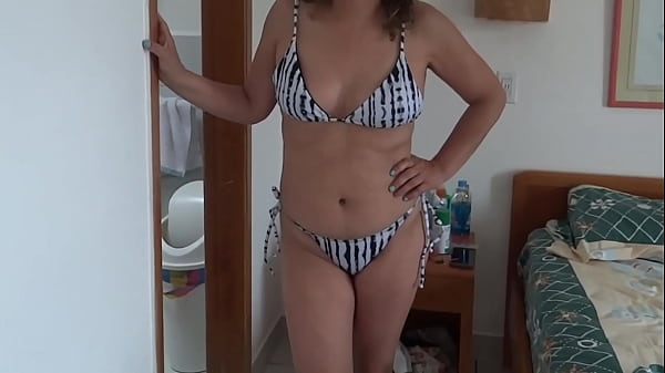 On vacation on the beach with stepson and we ended up having sex, big cumshot on my hairy pussy