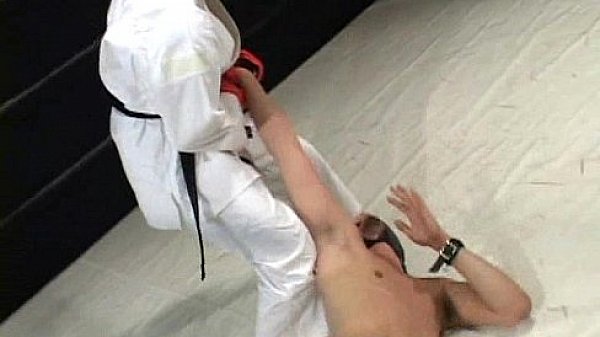 Petite mistress is powerful as she defeated a weak masked slave