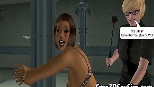 3D lesbian babe getting fingered in the locker room