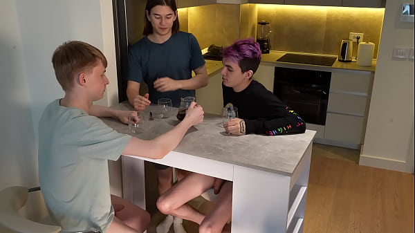 Breakfast with two twinks, sucking their dicks under the table. Alexdavey and Mattyaiden