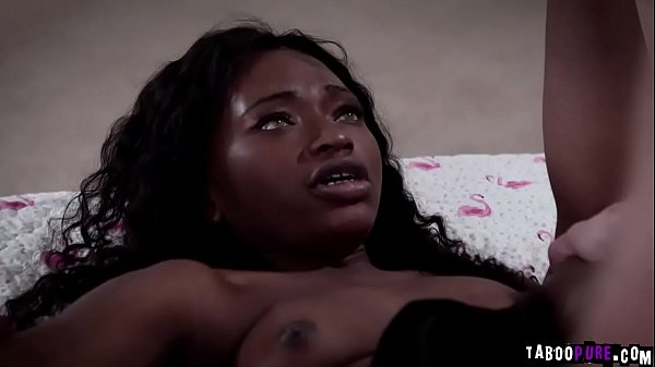 Noemie Bilas spread her thighs wide open and her young ebony pussy got railed!  