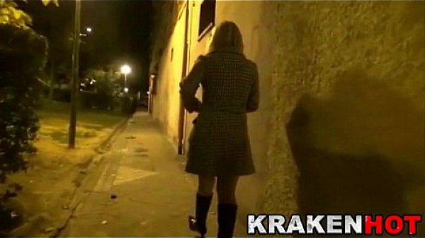 Blonde woman in the street looking for stranger men to fuck