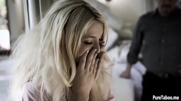 Pretty blonde punished by an angry stepdad
