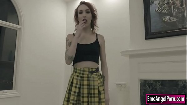 Tattooed redhead is so horny and she goes to her ex bfs house.She starts showing her tits and she then throats guys big cock and in return the guy fucks her pussy deep and hard until he cums on her face.  