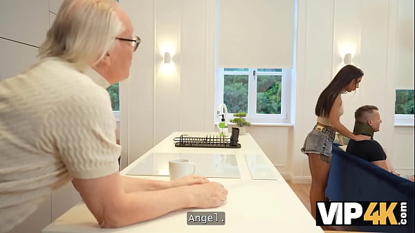 VIP4K. Cheating in the kitchen... Hot sex with Black Angel