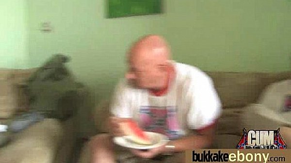 Huge cocks cover their black face in cum 13