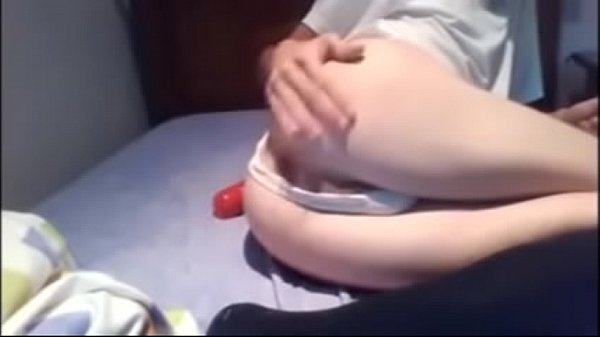 Very skinny sissy whore in panties and with smooth feminine legs stretches and gapes her asshole with a big can of deodorant. No mercy. 