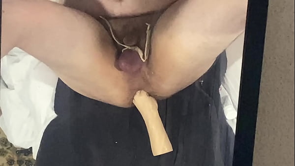 Pushing out my big fisting dildo  