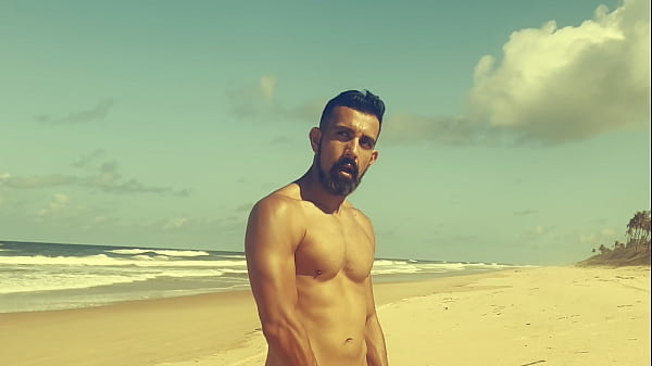 Nudist Beach - Dan naked and hard jerking off on the beach teaser  