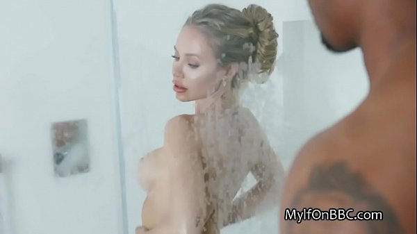 Big tit wife gags on BBC in the shower