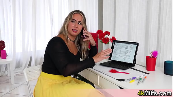 Blonde stepma having her first sandwich sex