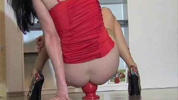 Thick ass riding butt plug until she prolapses
