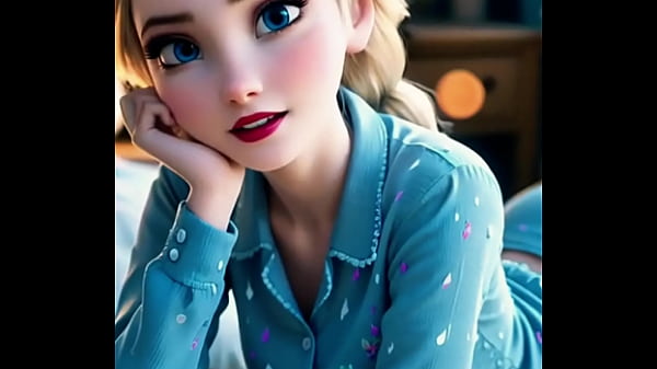 A rare glimpse of Queen Elsa relaxing in her pajamas. Simply stunning.  AI-generated  