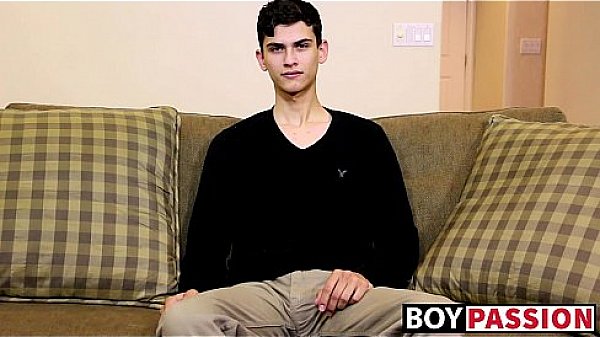 Hung young gay interviewed and masturbating