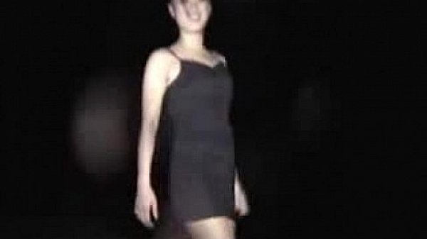 Sexy asian gf teasing and stripping outdoors