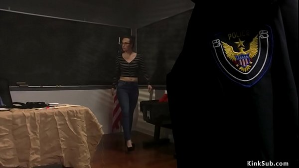 Dirty detective Tommy bound stunning brunette evidence clerk Casey Calvert in locker room and rough fucked her mouth and asshole with big dick