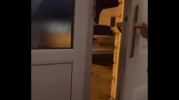 Spreading my legs wide open in front of a open door