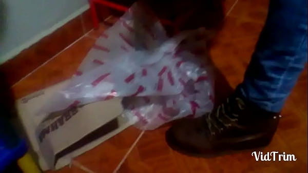 Girl in boots stomp a box