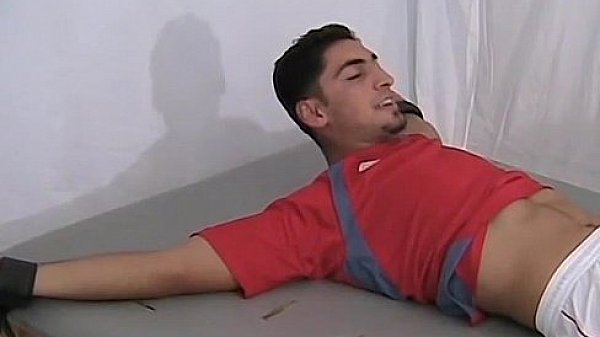 Bound athlete tickled vigorously