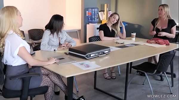 Pretty assistant and older lesbian woman having dirty secret