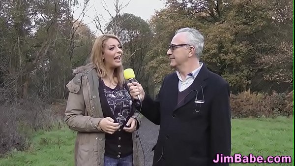 Busty brit rides old man