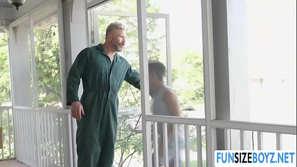 Petite Gay Cain Marko visits his neighbor Milo and they start kissing each other on the couch so hard 