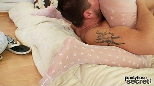 Blonde Bibi nasty pantyhose sex right through nylons