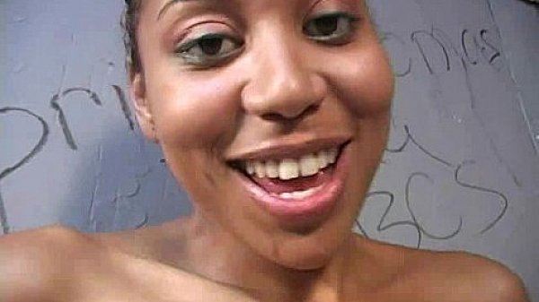 Black girl sucking their first white cock in Gloryhole 19