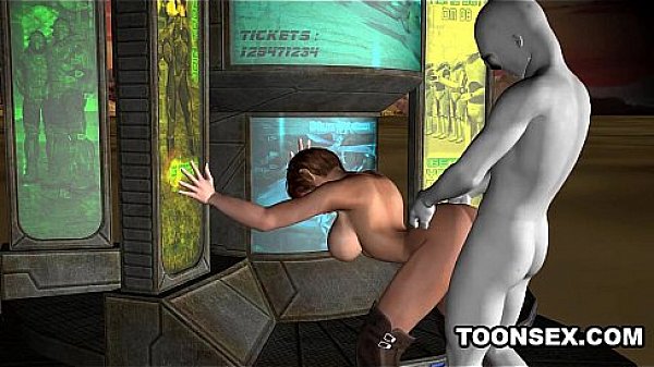 Busty Short Haired 3D Babe Gets Fucked by an Alien  